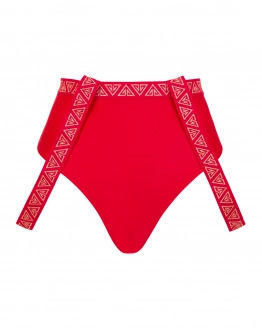 Thong high-rise bikini bottom with branded bridles