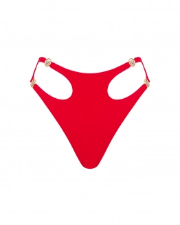 Tanga-Bikini mit hohem Bund, Cut-outs und goldenen Details