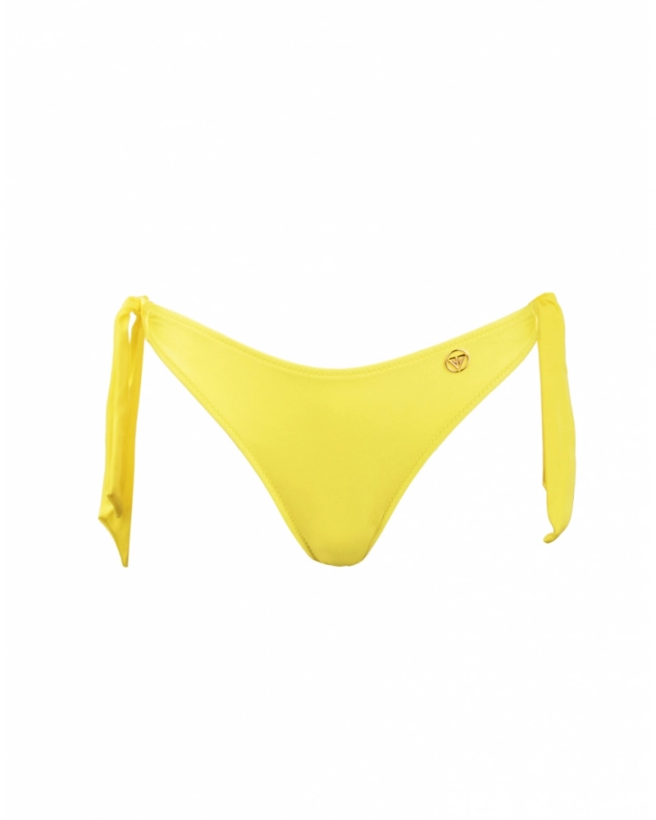 Slip brazilian cu talie semi-înaltă, ajustabil lateral și logo auriu