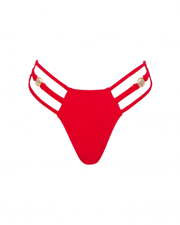 Brazil fazonú bikini alsó, középmagas derékkal és többsoros pántokkal