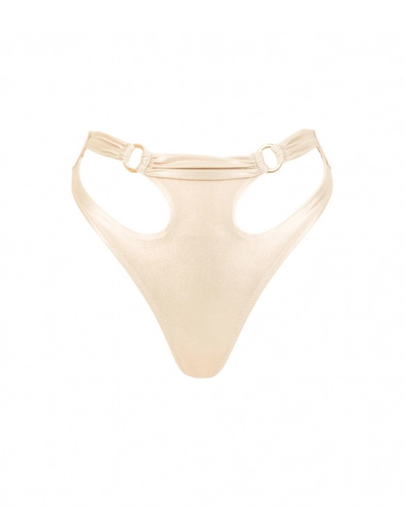 ”U” cut-out thong high-rise bikini bottom