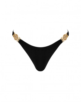 Tanga-Bikinihose mit mittelhohem Bund und goldenen Schmucksteinen