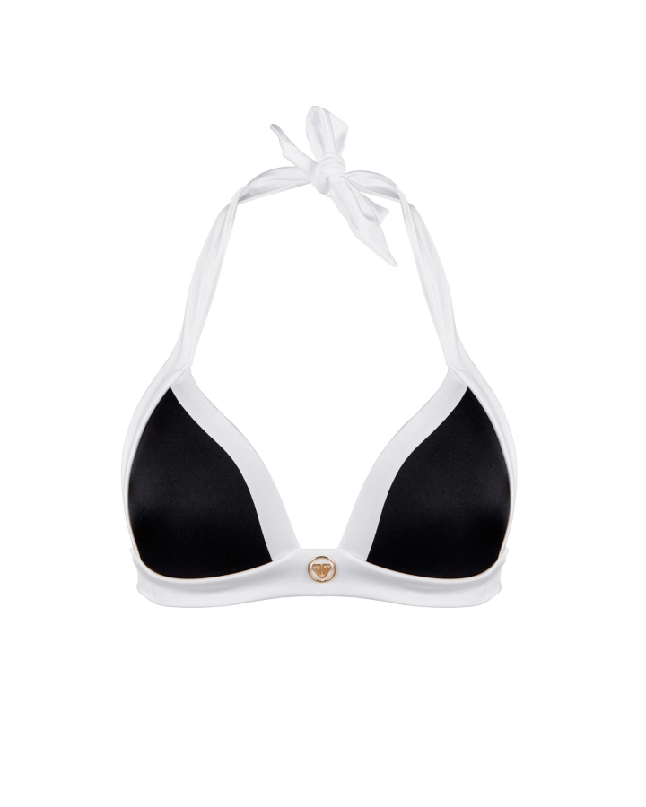 Push-Up Bikini Top with Wide Straps and Gold Logo