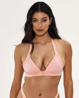 Push-Up Bikini Top con Spalline Larghe e Logo Dorato