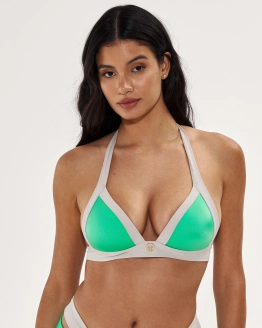 Push-Up Bikini Top with Wide Straps and Gold Logo