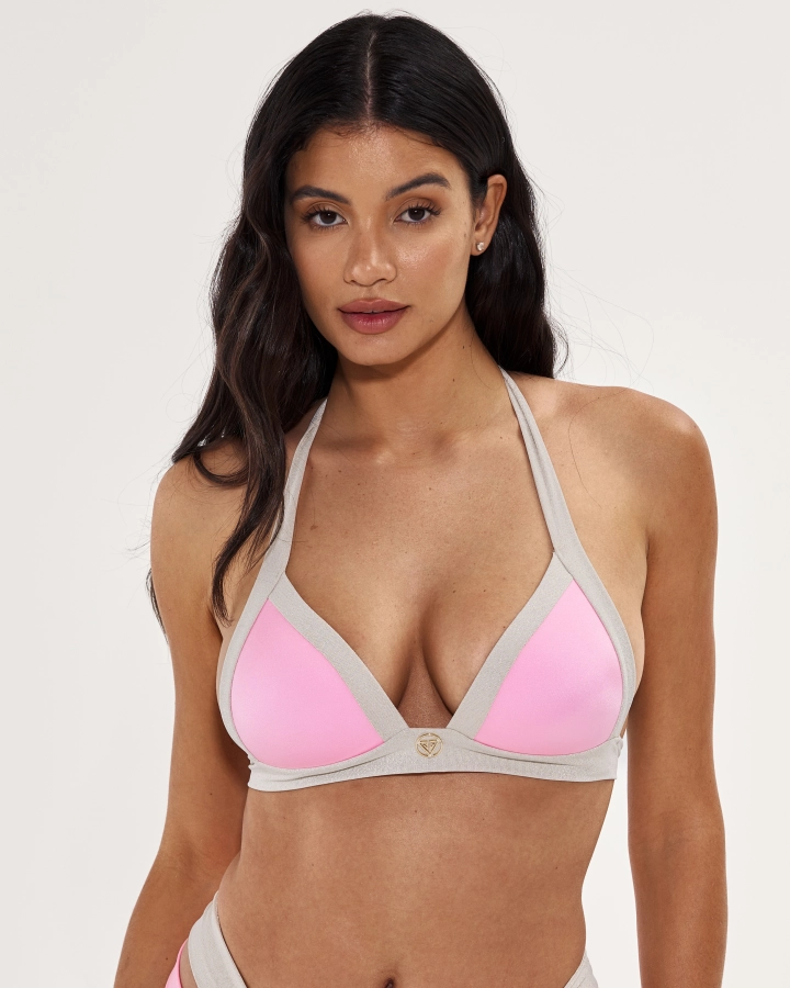 Push-Up Bikini Top mit Breiten Trägern und Gold-Logo