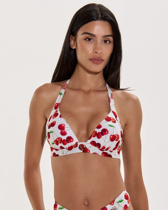 Sutien Bikini Push-Up Cu Logo Auriu și Design Fronsat