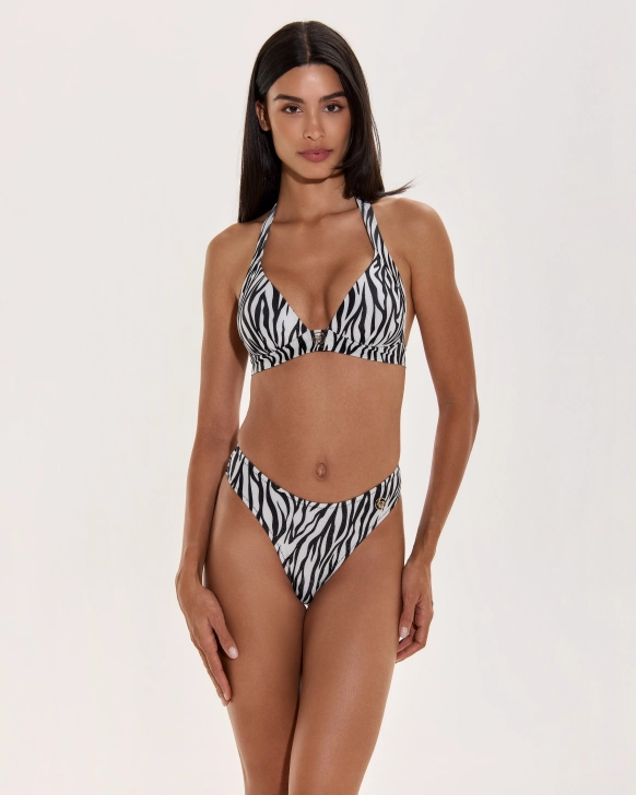 Sutien Bikini Push-Up Cu Logo Auriu și Design Fronsat