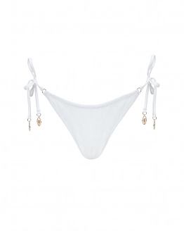 Slip tanga talie joasă ajustabil lateral din material în dungi – WHITE – 3. kép