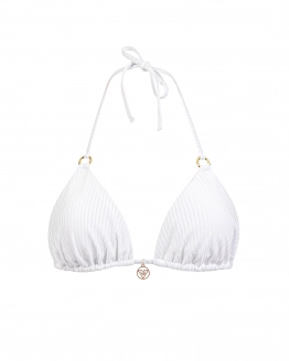 Bordás bikini felső karikával – Fehér – 4. kép