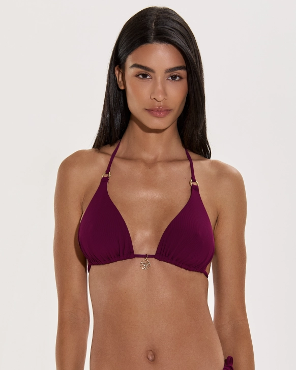 Textured Triangle Bikini Top With Removable Padding