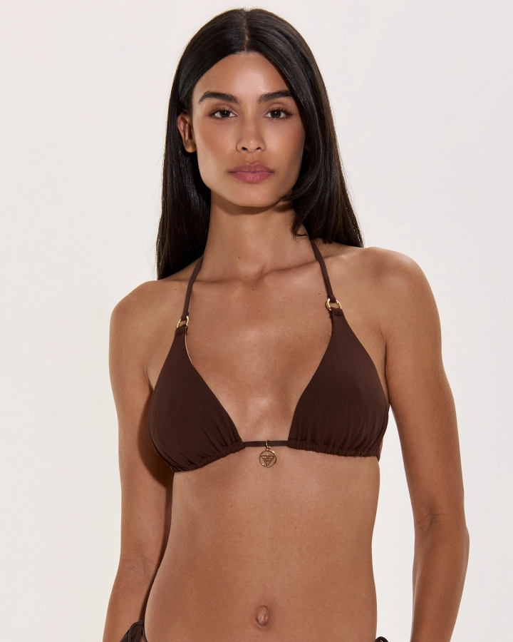 Top Bikini A Triangolo Texturizzato Con Imbottitura Rimovibile