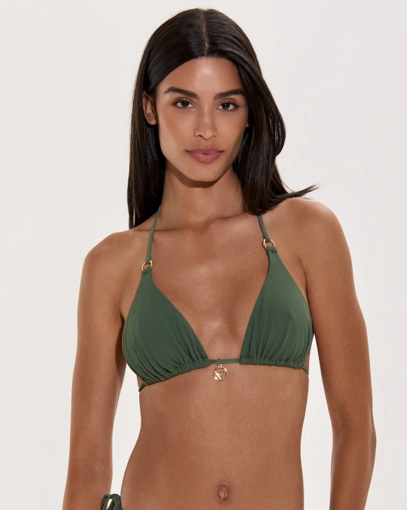 Top Bikini A Triangolo Texturizzato Con Imbottitura Rimovibile