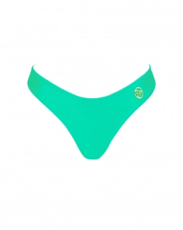 Ruched Brazilian thong bikini bottom – low-rise