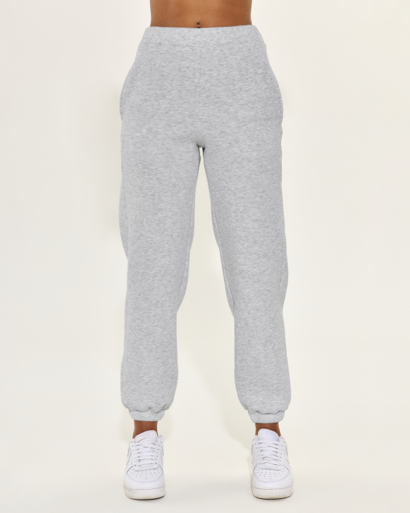 Relaxed fit joggers with elastic waist and gold embroidery