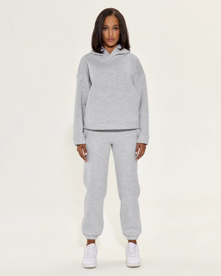 Relaxed fit joggers with elastic waist and gold embroidery