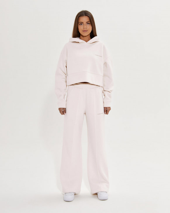 Wide-leg pants with side pockets and gold embroidery