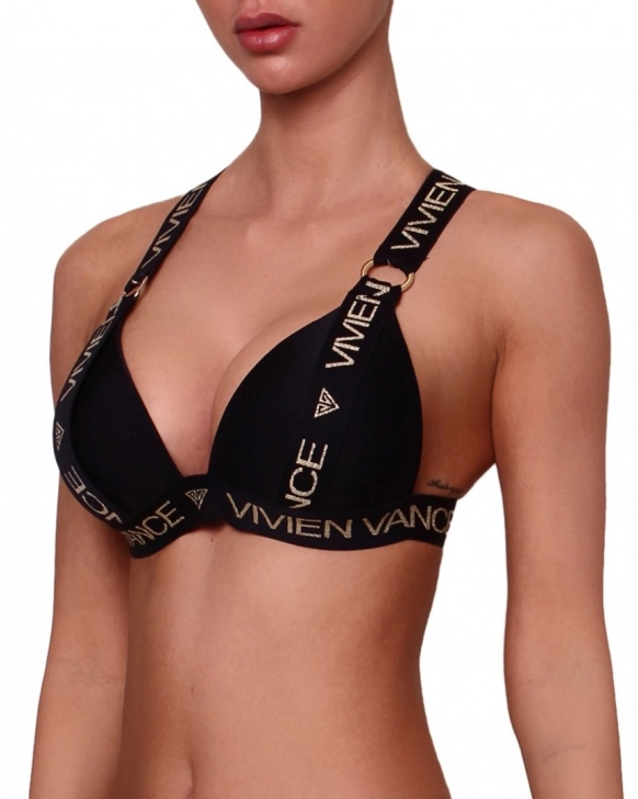 Push-up triangle bikini top with branded straps