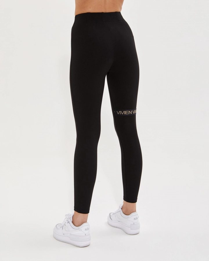 Baumwoll-Leggings mit hohem Bund und Seitenlogo