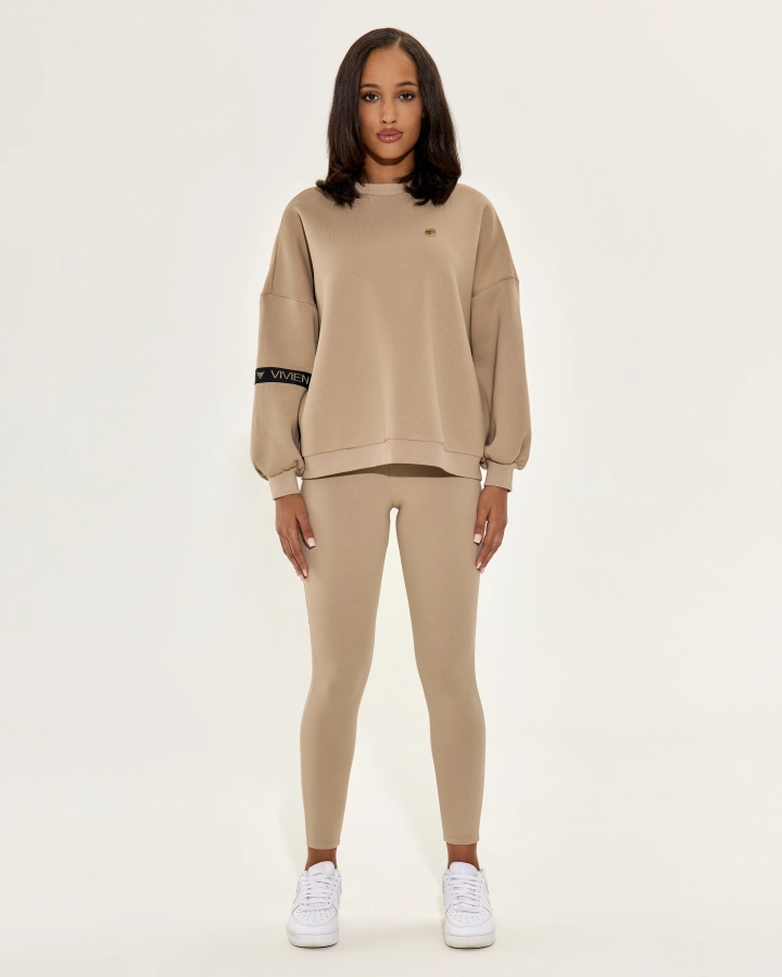 Baumwoll-Leggings mit hohem Bund und Seitenlogo