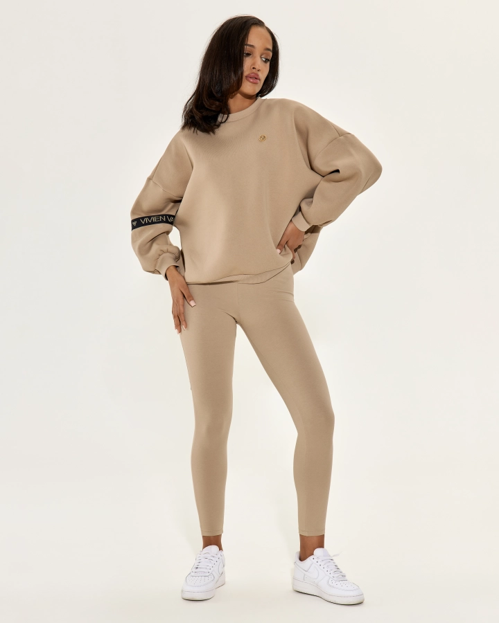 Baumwoll-Leggings mit hohem Bund und Seitenlogo