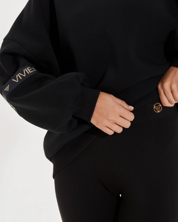 Legging en coton taille haute avec logo latéral