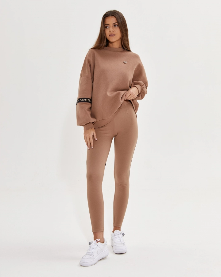 Baumwoll-Leggings mit hohem Bund und Seitenlogo