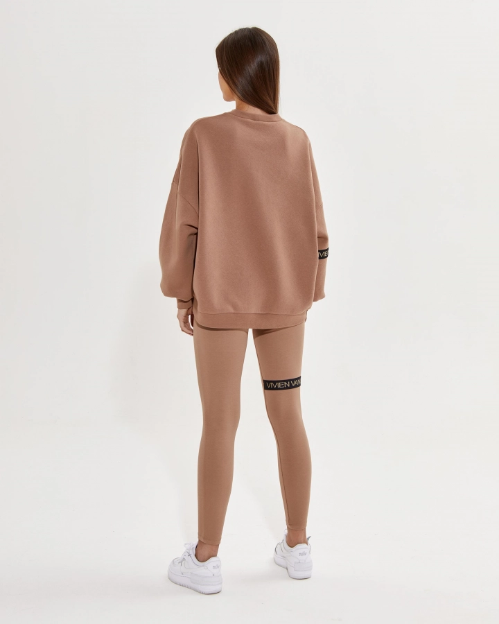 Baumwoll-Leggings mit hohem Bund und Seitenlogo
