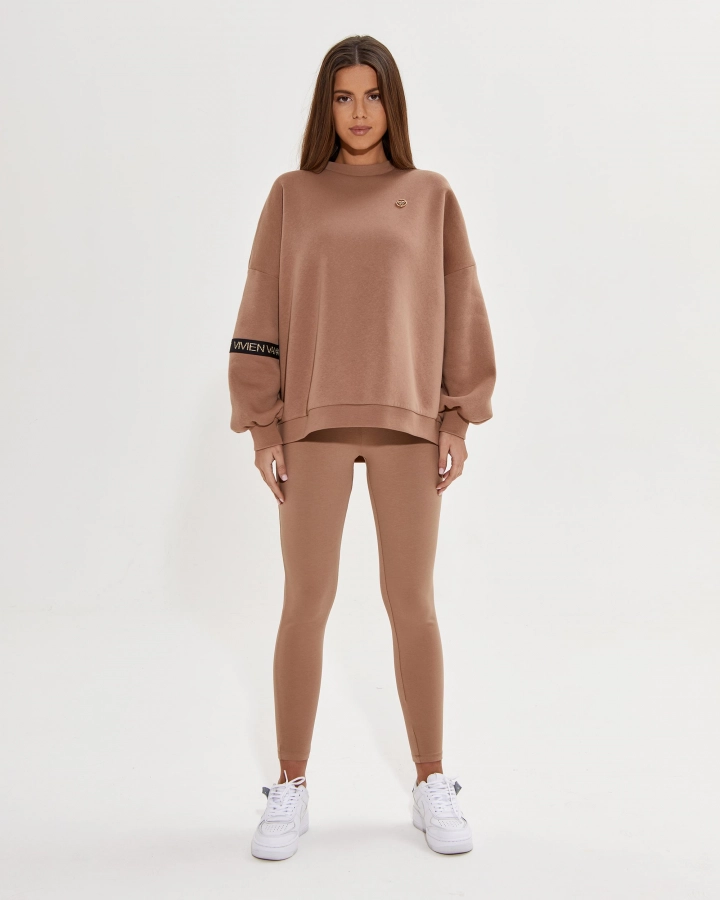 Magas derekú pamut leggings oldalsó logóval
