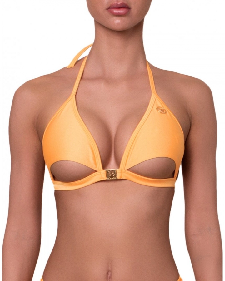 Mell Alatt Nyitott Szivacs Mentes Bikini Felső – ORANGE – 2. kép