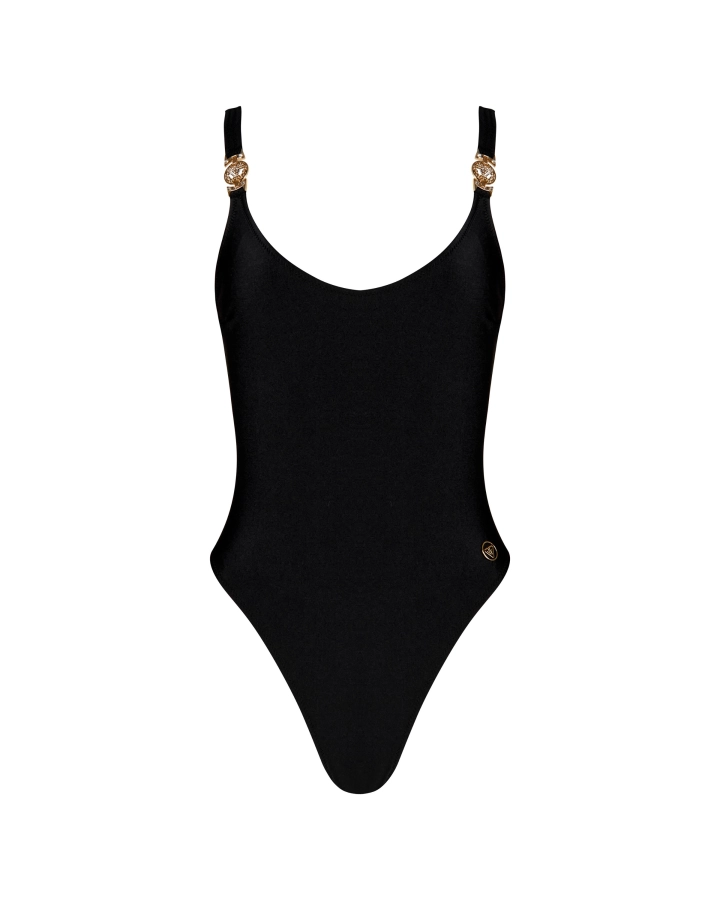 Maillot de bain une pièce classique avec bretelles décoratives