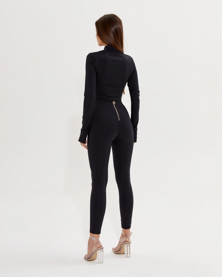 Cropped top with high neck and decorative zipper