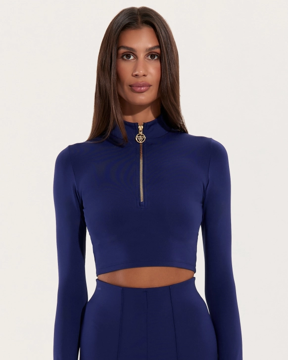 Top manches longues, encolure zippée – Blue Rebel
