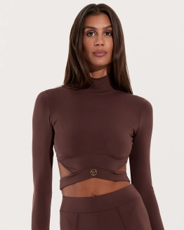 Cropped Top with Crossed Band – Mocha – 4. kép