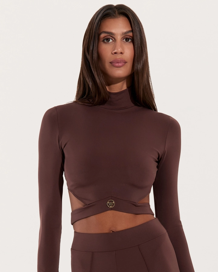 Cropped Top with Crossed Band – Mocha – 4. kép
