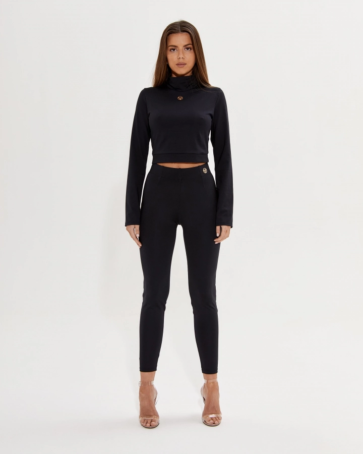Basic-Leggings mit goldenem Logo
