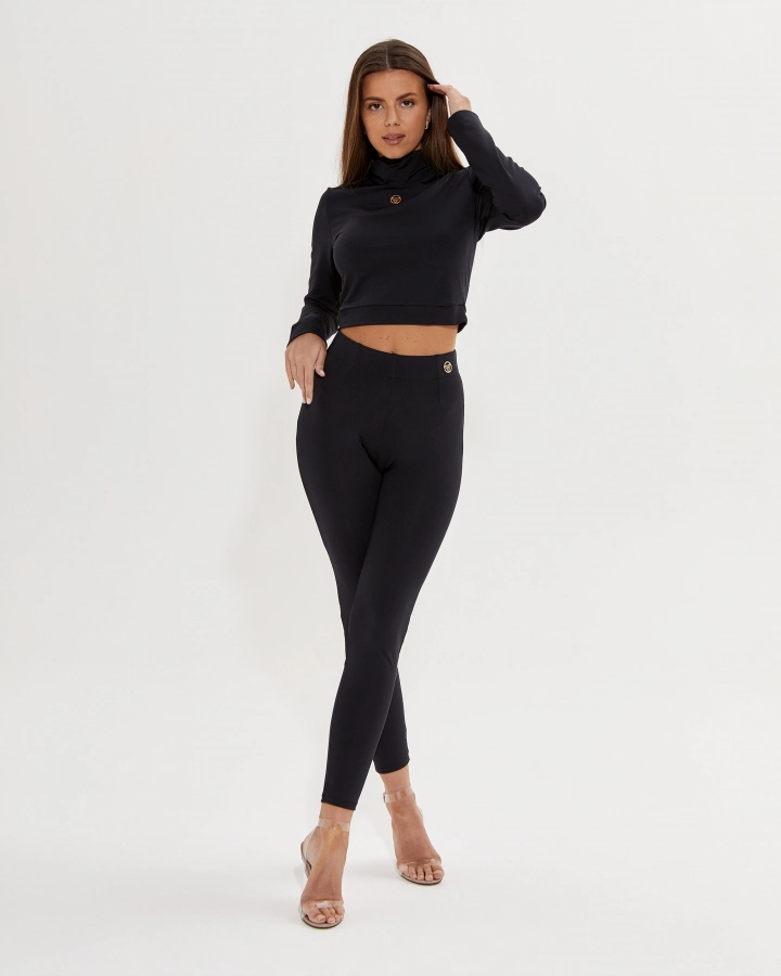 Basic-Leggings mit goldenem Logo