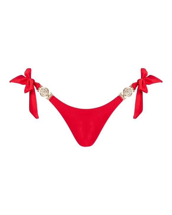 Slip brasiliano con laccetti laterali e dettaglio dorato