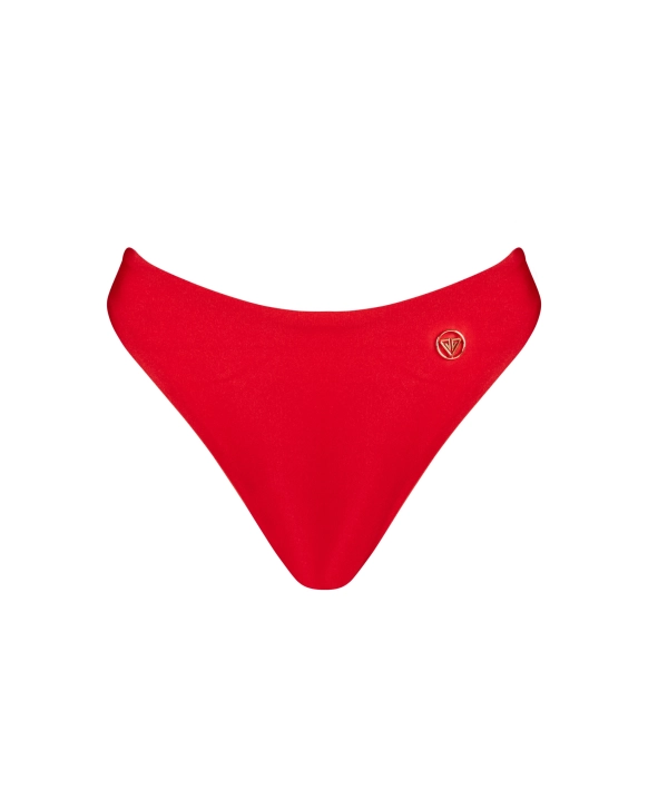 Klassischer Bikini-Slip mit hohem Bund und goldenem Logo