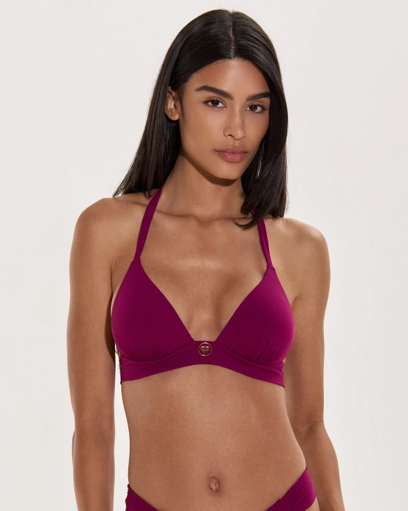 Sutien Bikini Push-Up Cu Detalii Fronșate Și Logo Auriu