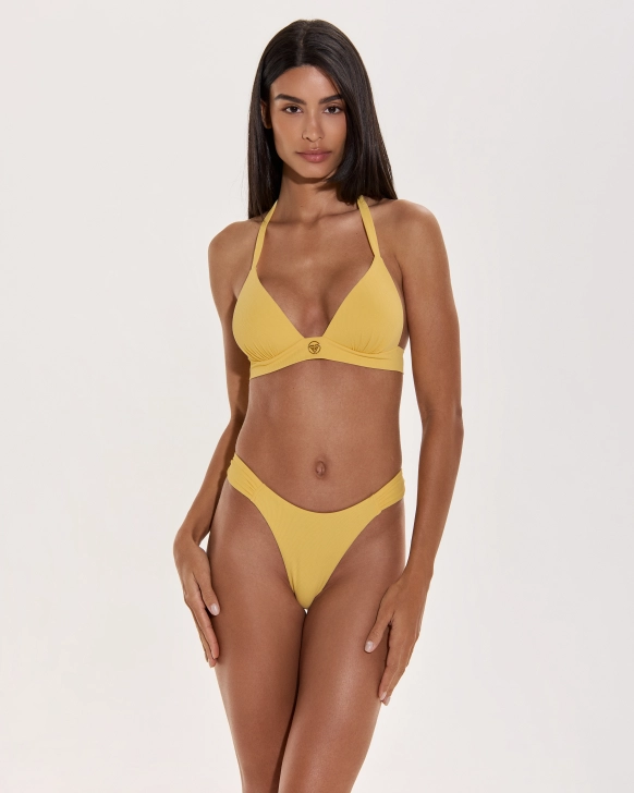 Sutien Bikini Push-Up Cu Detalii Fronșate Și Logo Auriu