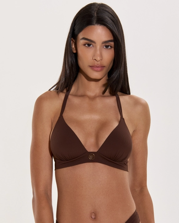 Sutien Bikini Push-Up Cu Detalii Fronșate Și Logo Auriu