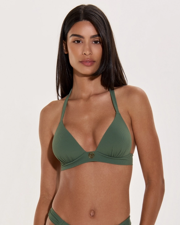 Sutien Bikini Push-Up Cu Detalii Fronșate Și Logo Auriu