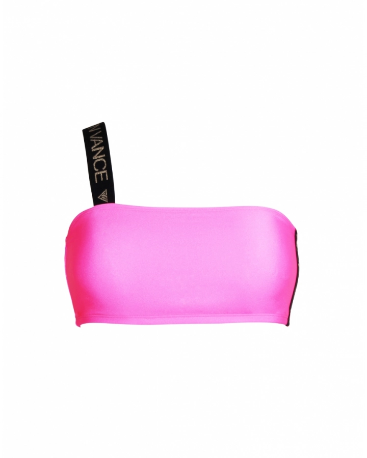 Without push-up bandeau bikini top with branded strap