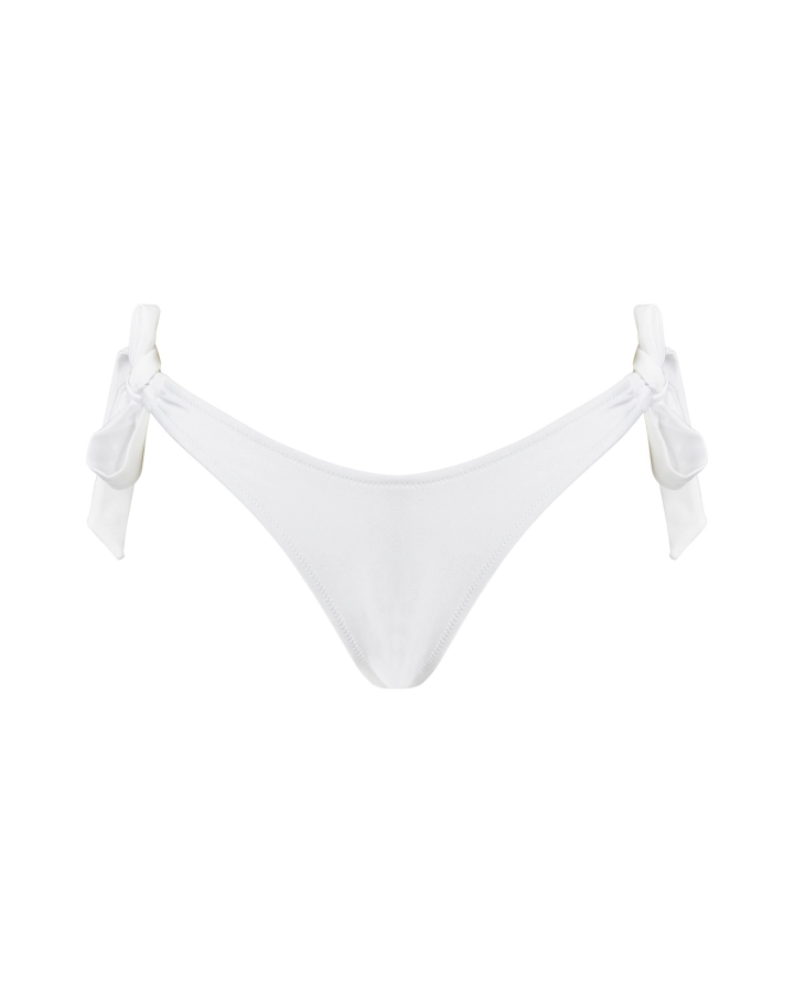 Brazilian bikini bottom with side ties and gold logo