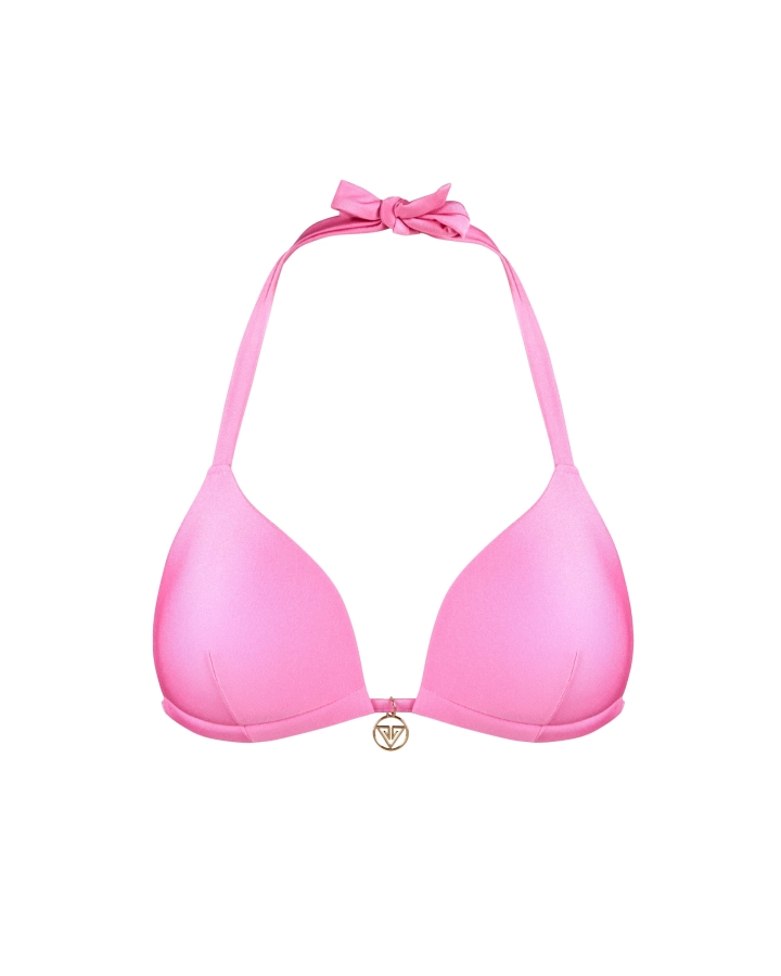 Sutien Bikini Push-Up Triunghi cu Logo Metalic