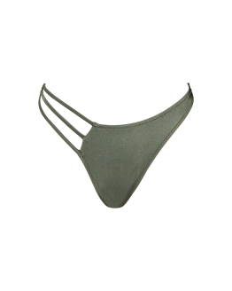 Slip tanga cu bretele laterale și logo auriu