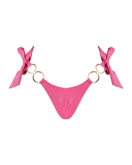 Brazilian bikini bottom with golden rings and shimmer effect
