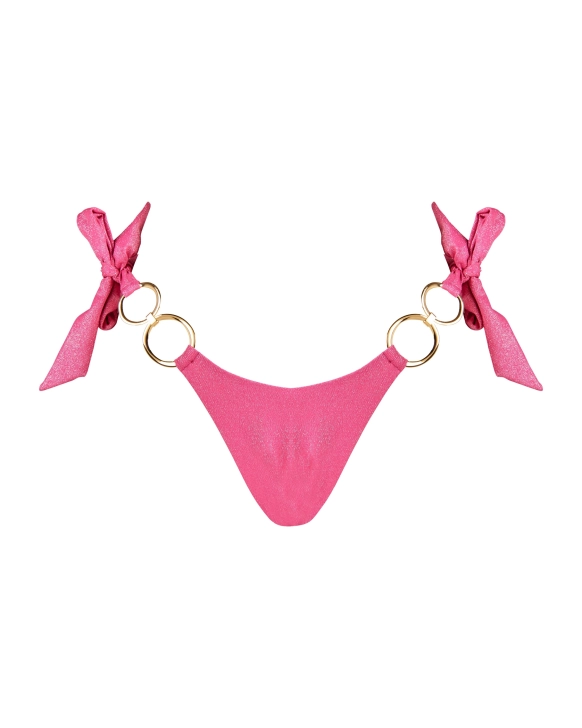 Brazilian Bikini Slip mit goldenen Ringen und Glanzeffekt