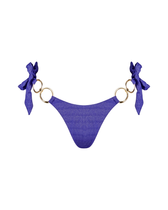 Brazilian Bikini Slip mit goldenen Ringen und Glanzeffekt